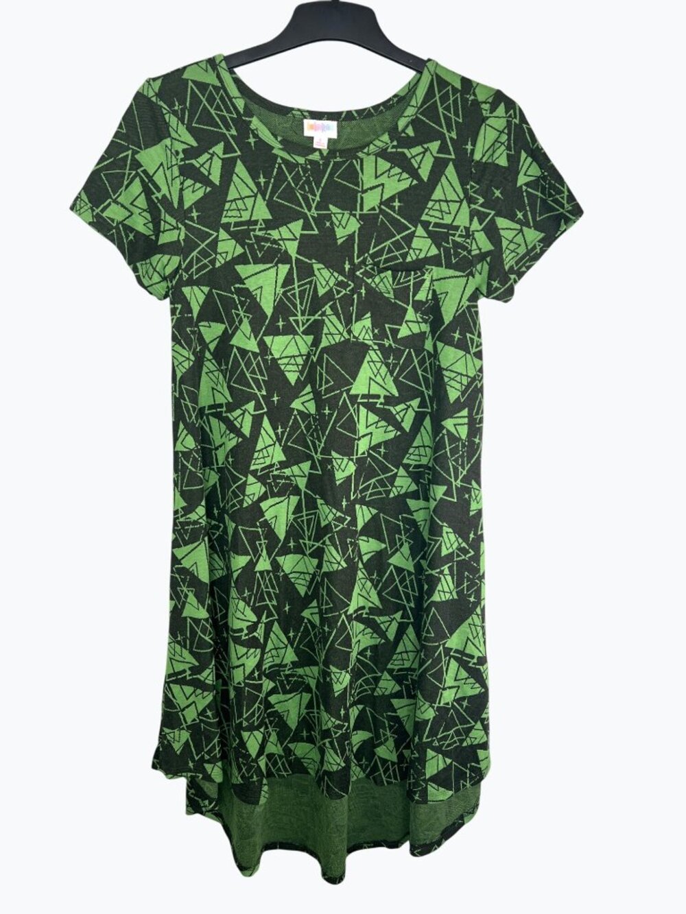 Lularoe Carly Geometric Print Green & Black Short Sleeve Dress Small - Picture 2 of 15
